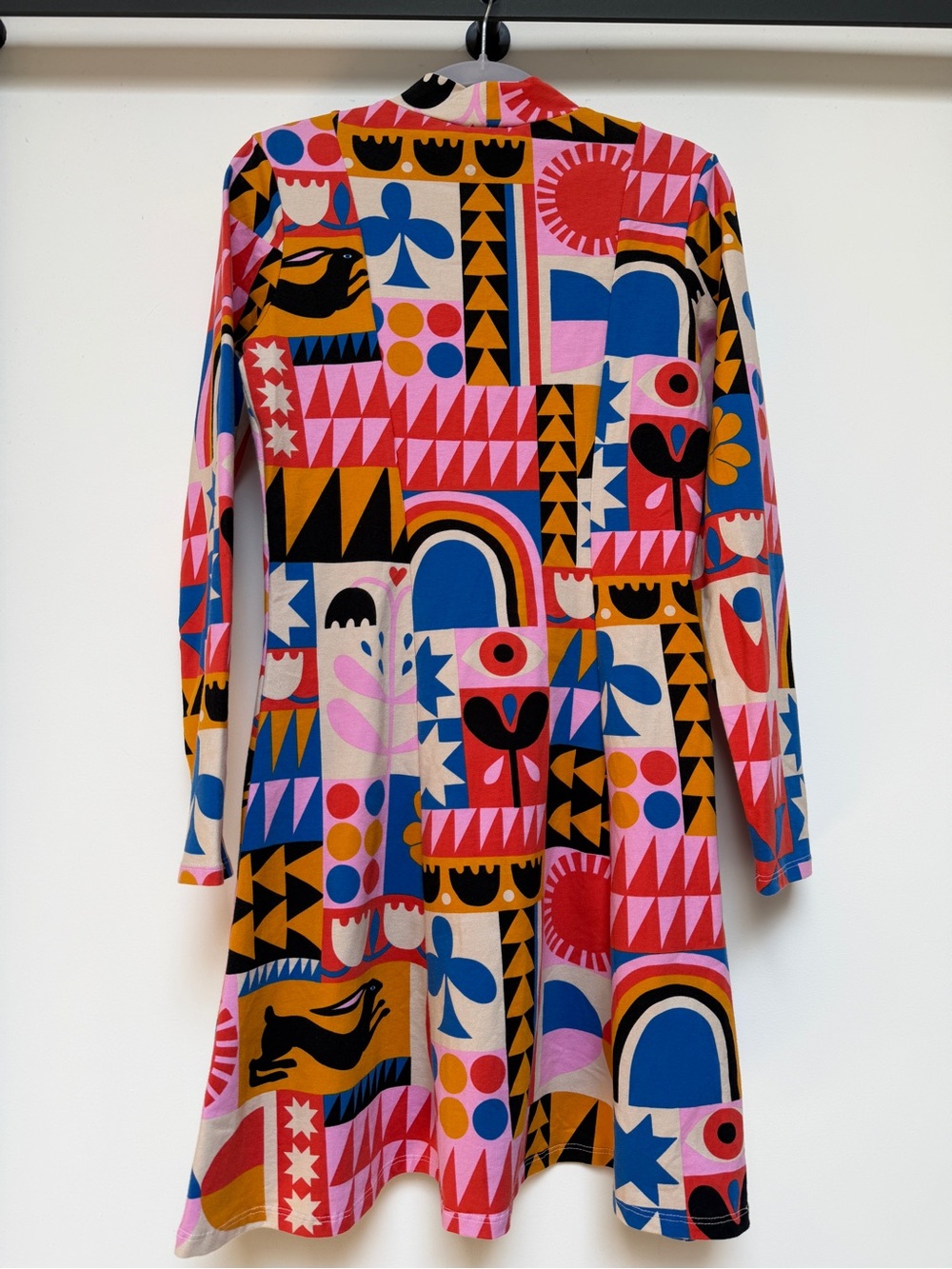 Nooworks Long Sleeve A-Line Tanya Dress Medium Lisa Congdon Rabbit Luck Like New - Picture 6 of 12